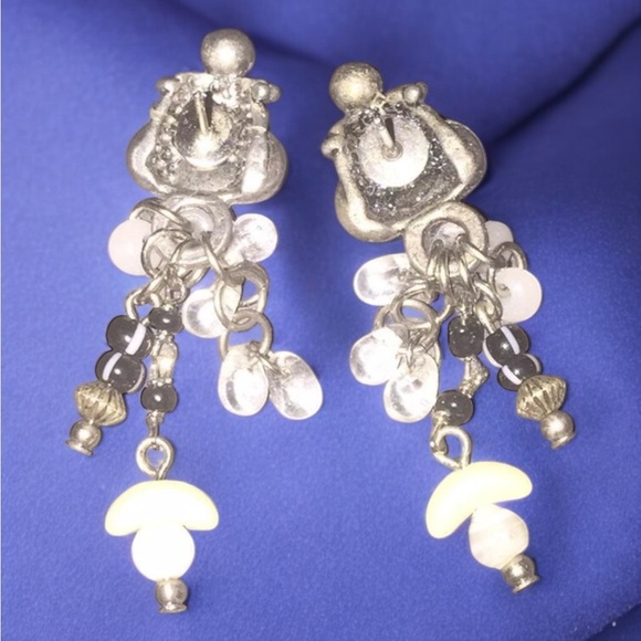 Vintage Silver Briolette Bead Beaded Dangle Earrings - Picture 9 of 9